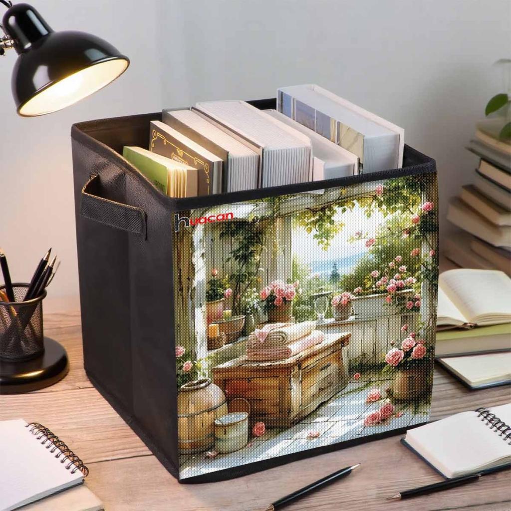 Ein Schönes Kleines Haus 5D Diamantmalerei Aufbewahrungskorb Voll Runde Bohrer Mosaik Diamantstickerei Kreuzstich-Sets Heimdekor Heimdekor