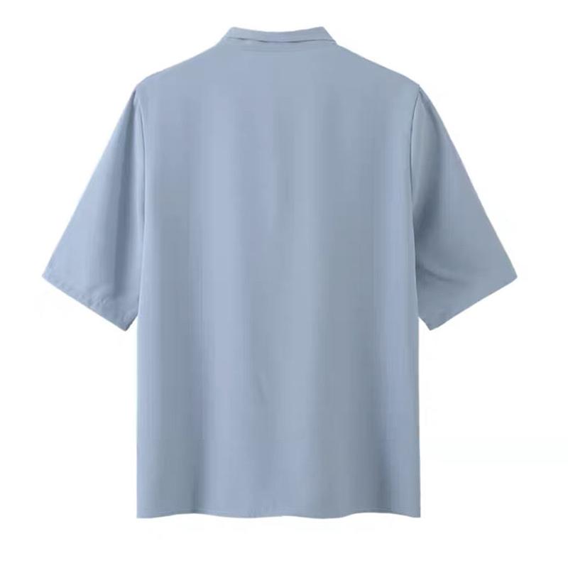 Bow Tie Blouse Women Summer Thin French Blouse Women Loose Belly Short-sleeved Chiffon Shirt Solid Shirt