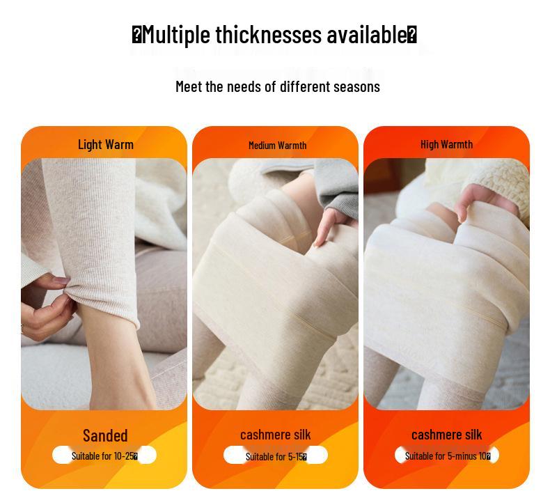 Women's Extra Long Ribbed Cotton Fleece-Lined High-Waisted Leggings, 2025 Autumn/Winter Collection, Skin-Friendly