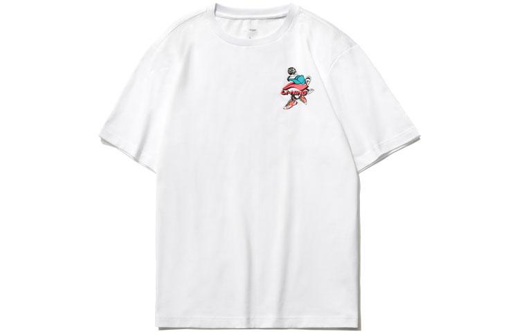 Li Ning Sports Fashion Collection T Shirts Unisex White Crew Neck Moderate Straight Fit AHSR406-1