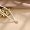 Light Luxury Freshwater Pearl Necklace Women'S High Value Simple And Versatile Micro-Inlaid M Brand Pendant Collarbone Chain