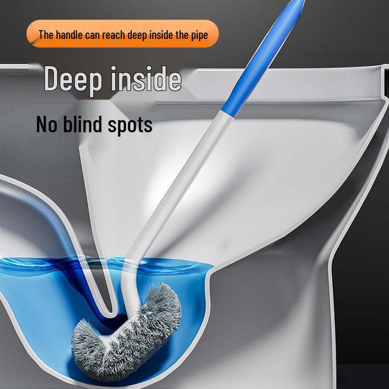 Wall-Mounted Long-Handled Toilet Brush with Soft Bristles & Groove Design
