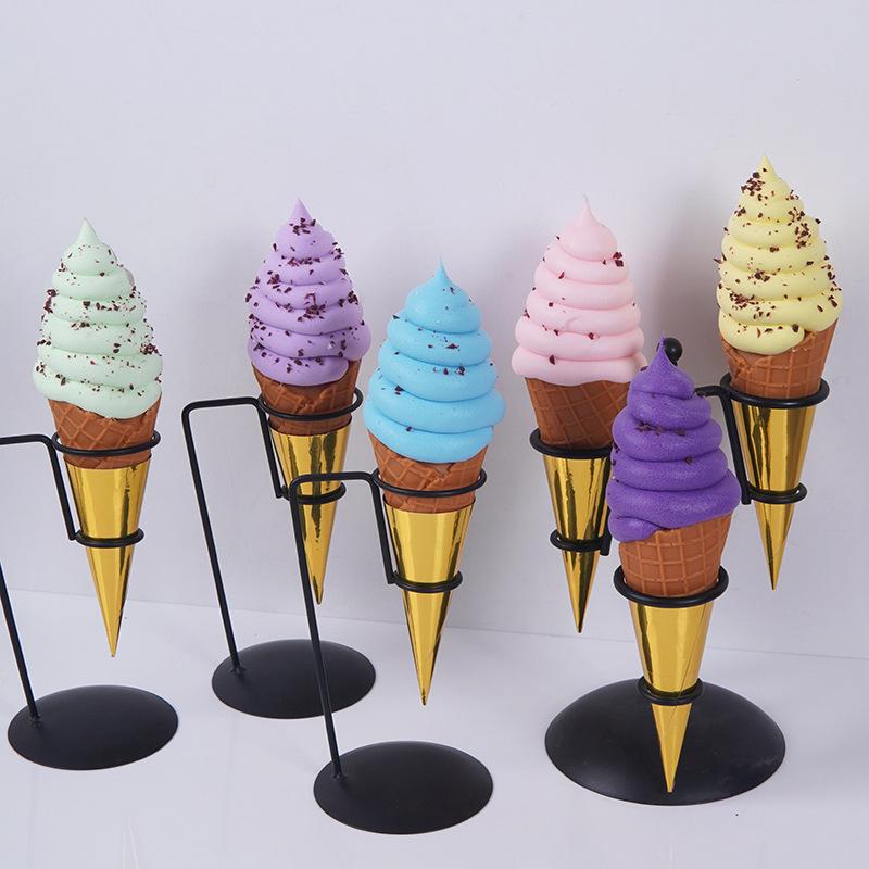 PVC Chocolate Chip Ice Cream Model 20CM - Large Fake Cone Display for Decoration and Photography