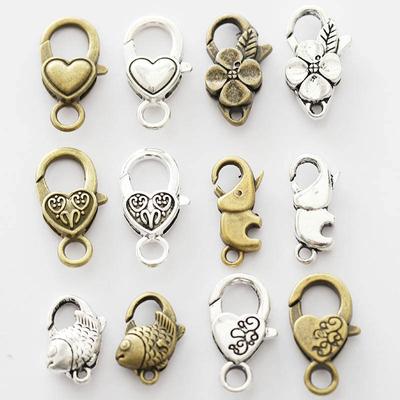 10 Stück oder 12 Stück Blume Hummerverschluss Antik Silber Haken für Schlüsselanhänger Halskette Armband Kette DIY Schmuckherstellung Zubehör Komponenten