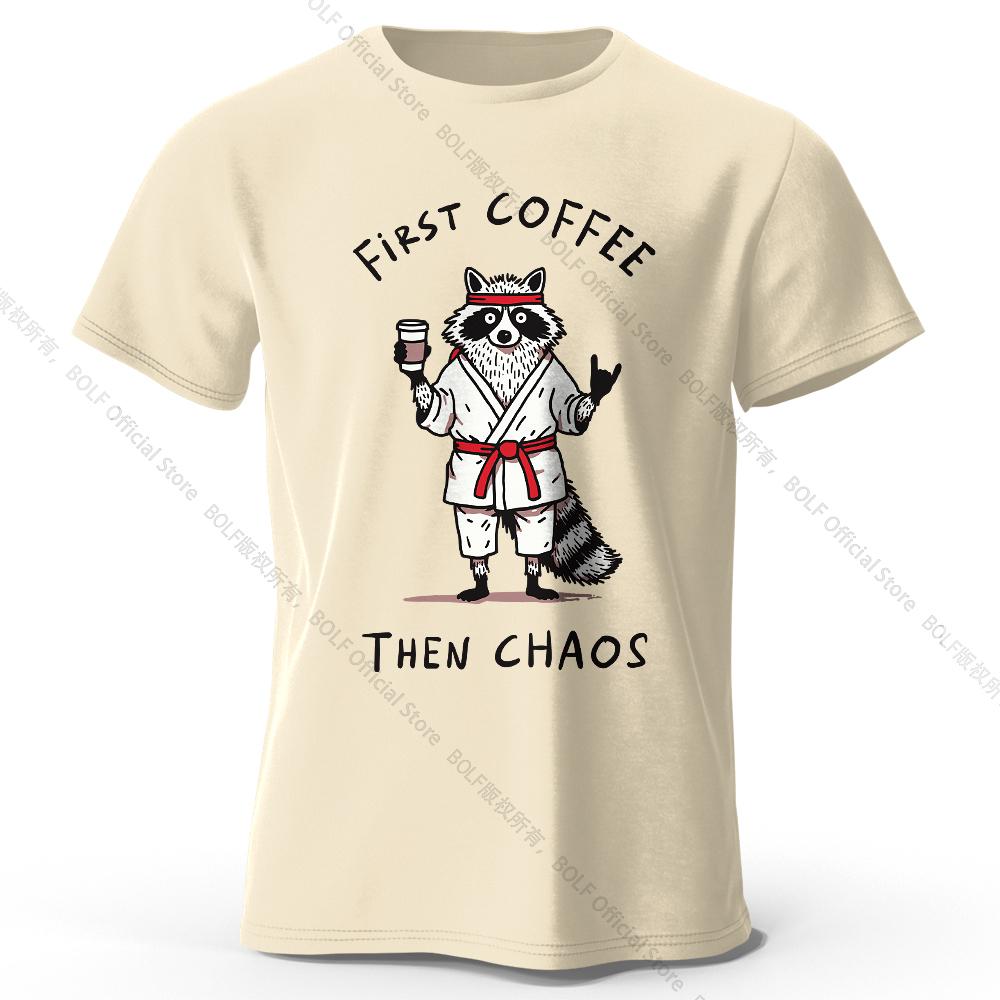 Men's First Coffee Printed T-Shirt 100% Cotton Oversized Morning Graphic Tees for Women Summer Tops Cafe Streetwear