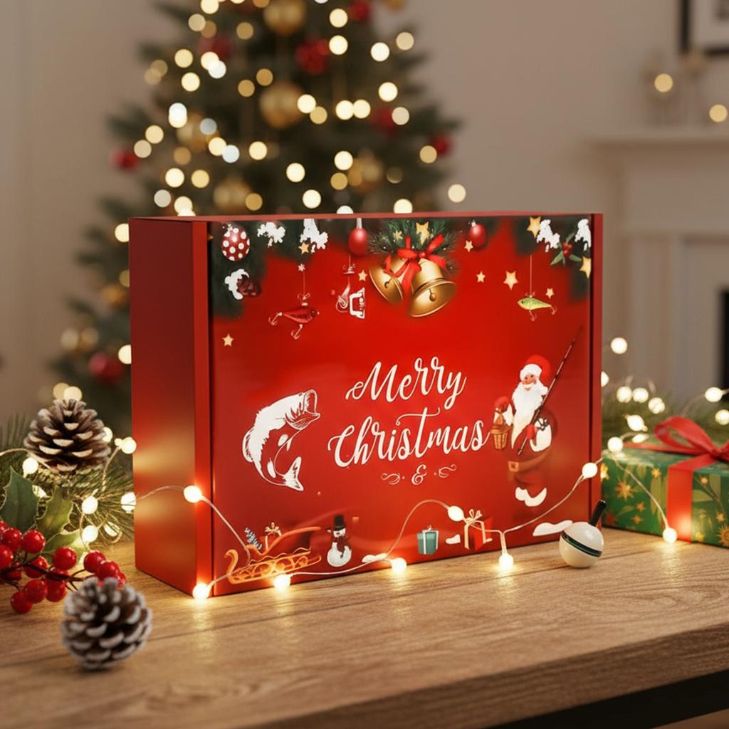 24 Tage Angelköder Set Weihnachts-Countdown-Kalender Weihnachts-Adventskalender Xmas Überraschungsgeschenk für Angelbegeisterte