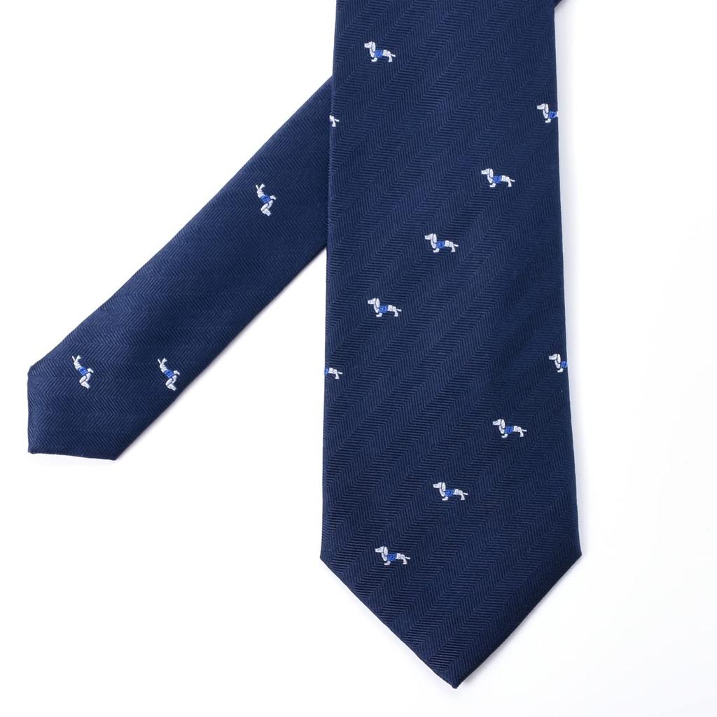 [Rachel] Animal Print Necktie, Dog Pattern, 100% Silk, Jacquard Weave, DogCat Design, Small Pattern, One-Point Design, Water-Repellent, Comes with