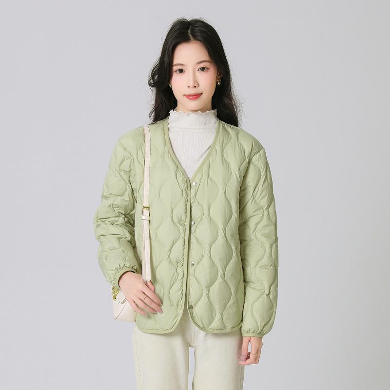 Cloud V-neck liner down jacket women's white duck down light and thin long-sleeved short light autumn and winter new gourd jacket
