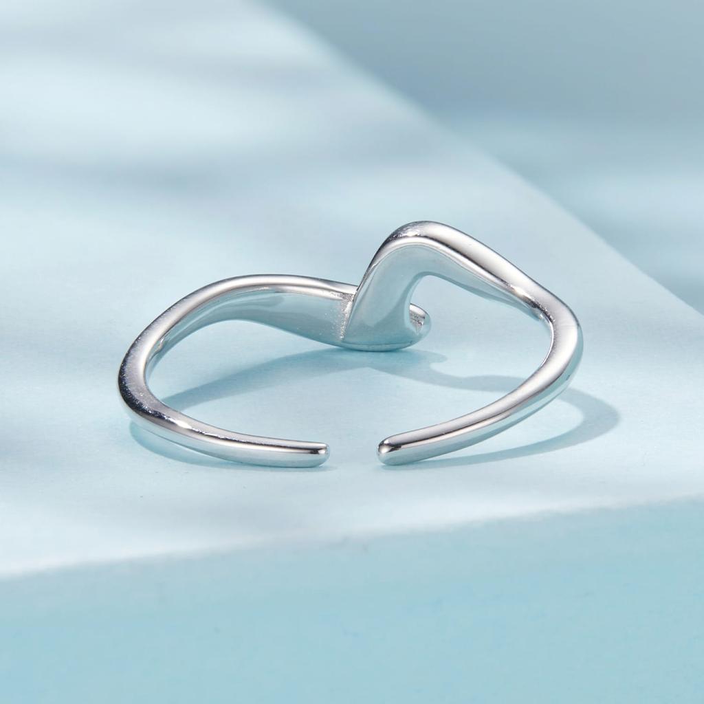 Silver universal ring in the shape of waves, silver 925