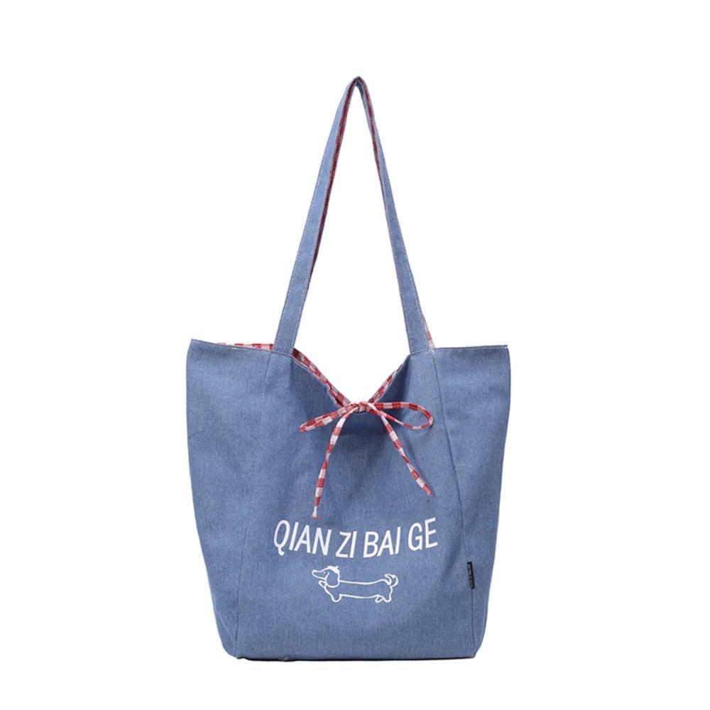 

Джинсовая сумка через плечо в корейском стиле, тканевая богемная сумка-мессенджер, простая двусторонняя клетчатая сумка, для путешествий синий