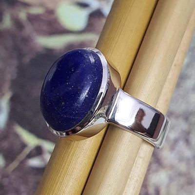 Lapis Lazuli Gemstone Ring, Solid 925 Sterling Silver Ring, Oval Ring, Cabochhon Ring, Bezel Ring, Unisex Ring