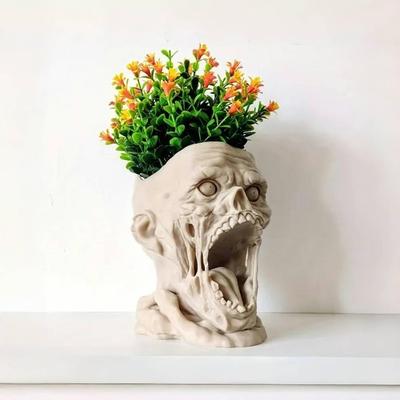 Resin Skull Zombie Flower Pot Creative Indoor Green Plant Container Skull Head Garden Planter Craft Ornament for Home Decor