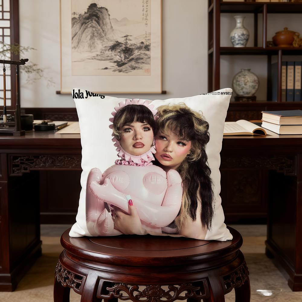 L-Lola Young Singer Cushion Cover Birthday Anniversary Gifts Double Sided Printed Zipper Cushion Cover Soft Skin Bedding