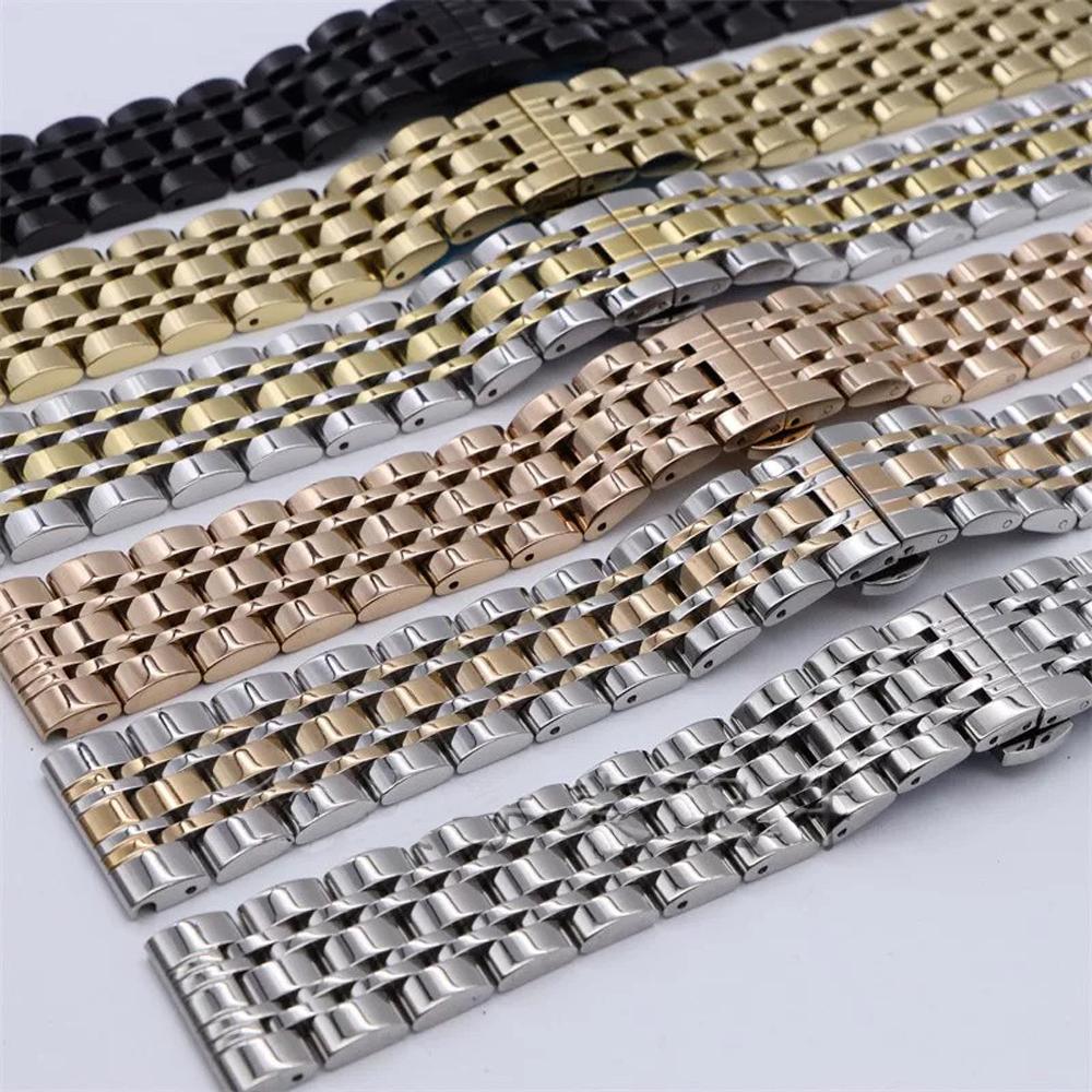 Stainless Steel Solid Seven Bead Watch Band 10 12 13 14 15 16 17 18 19 20 21 22 23 24mm Watch Accessories Watch Straps