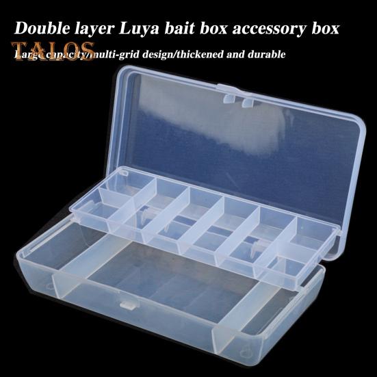 Transparente Angelköderbox, doppellagig, mit mehreren Fächern, tragbar, wasserdicht, strapazierfähig, Aufbewahrungskoffer für künstliches Angelköderzubehör