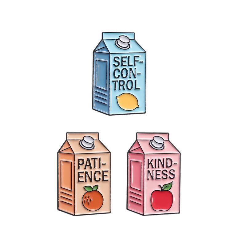 Cute Fruit Juice Enamel Pins Cartoon Boba Milk Tea Silly Goose Drink Box Brooches Lapel Badge Funny Jewelry Gifts Accessories