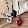 Geometric Irregular Heart-shaped Necklace for Women, Leather Rope Sweater Chain, Coat Chain for The Cold Winter Style, Minimalist Style Hoodie Chain