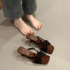 Retro square head cross with cool slippers women's new summer wear temperament wedge heel slippers sandals
