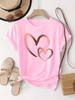 Summer New Womens Heart Printed Tshirt Trendy Casual Round Neck Top Short Sleeves Fashion Harajuku Kawaii Tshirt Y2k Clothing
