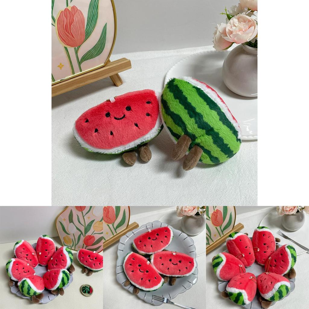 Cute Watermelon Plush Keychain With Pp Cotton Filling For Bag Decoration And Collectors