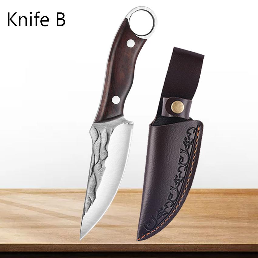 Stainless Steel Kitchen Knife Boning Knife Meat Cleaver Handmade Forged Chef's Knife Wooden Handle Butcher Knife for Household