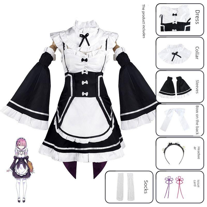 Rem Rem Ram Cosplay: Starting a New Life in Another World from Scratch, Rem Rem Ram Cosplay Maid Rem Suit XS