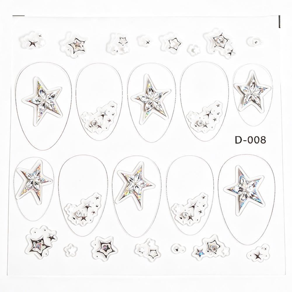 Redanco Super Sparkle Zirconia Star Nail Rhinestones – Light Luxury Silver Mosaic D-008