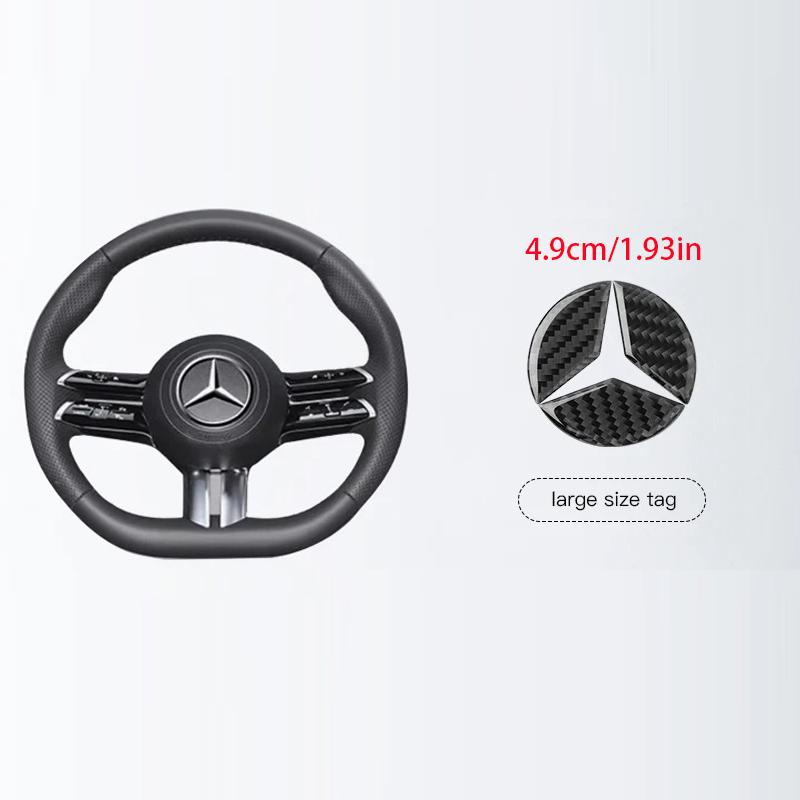 OLV5 Carbon Fiber Car Logo Steering Wheel Airbag Decal Trim Stickers Interior Accessory For Mercedes-Benz GLA CLA New C E Class 16-19