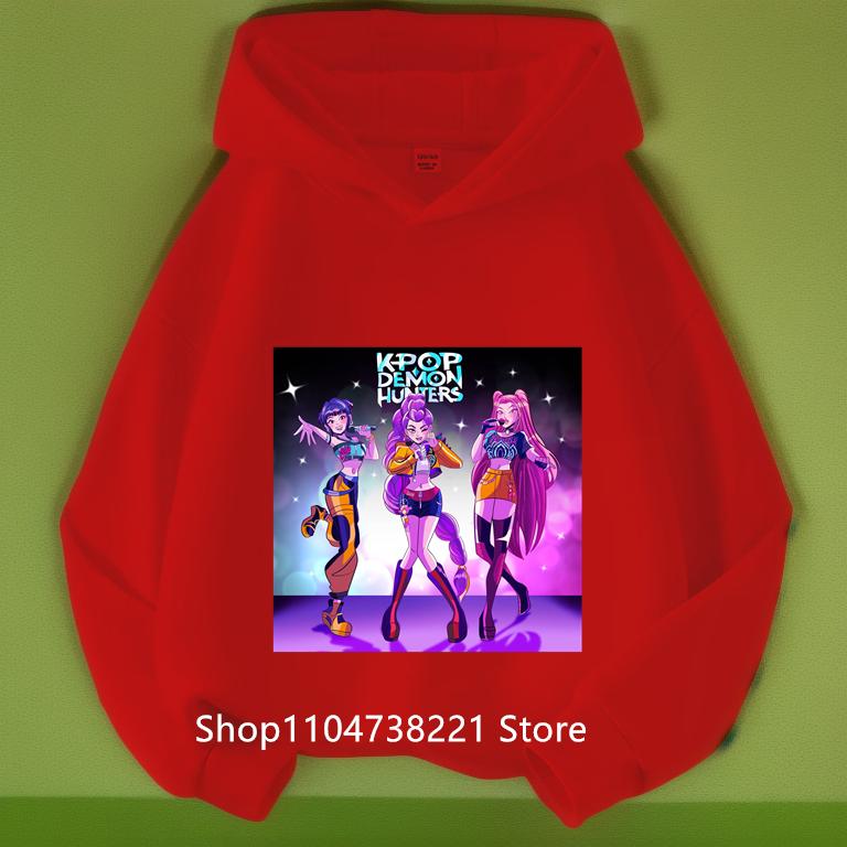 

KPop Demon Hunters Huntrix Hoodie Kids Hooded Sweatshirt Baby Girls Pullover Hoodies Boys Fashion Outerwear Children s Clothing 160