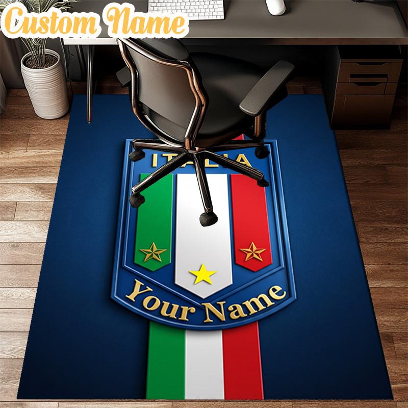 Custom Name Italian Crest Rug Office Rug Chair Mat Non Slip Carpet Rugs for Bedrooms Dining Room Living Room Home Decor gifts