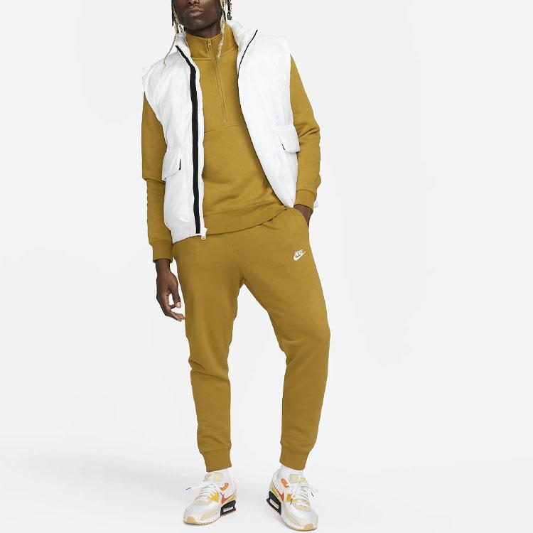 Nike Sportswear Club Logo Embroidered Half-Zip Design Retro American Sweatshirt Men sweatshirt Beige DD4732-716