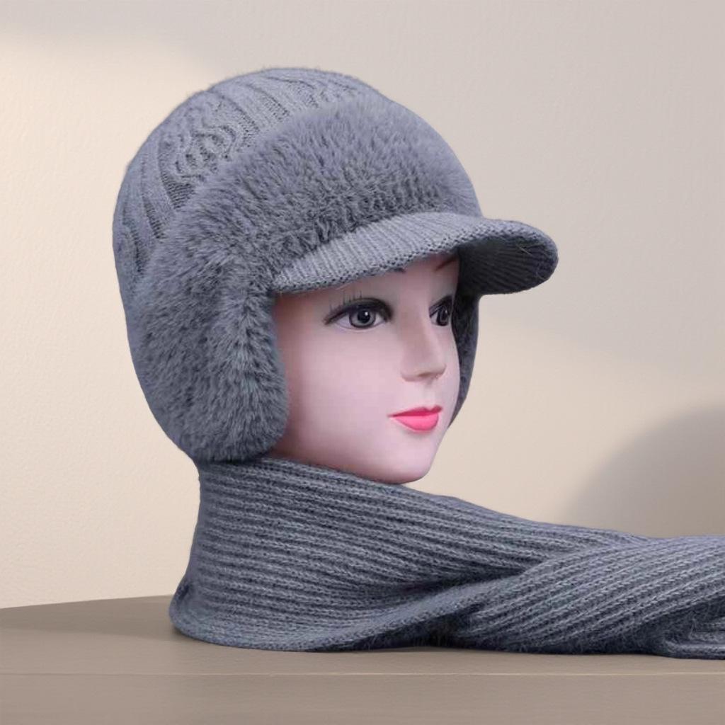 

Женский зимний комплект из норкового бархата - Теплая вязаная кепка-утка с защитой ушей для женщин среднего и пожилого возраста.