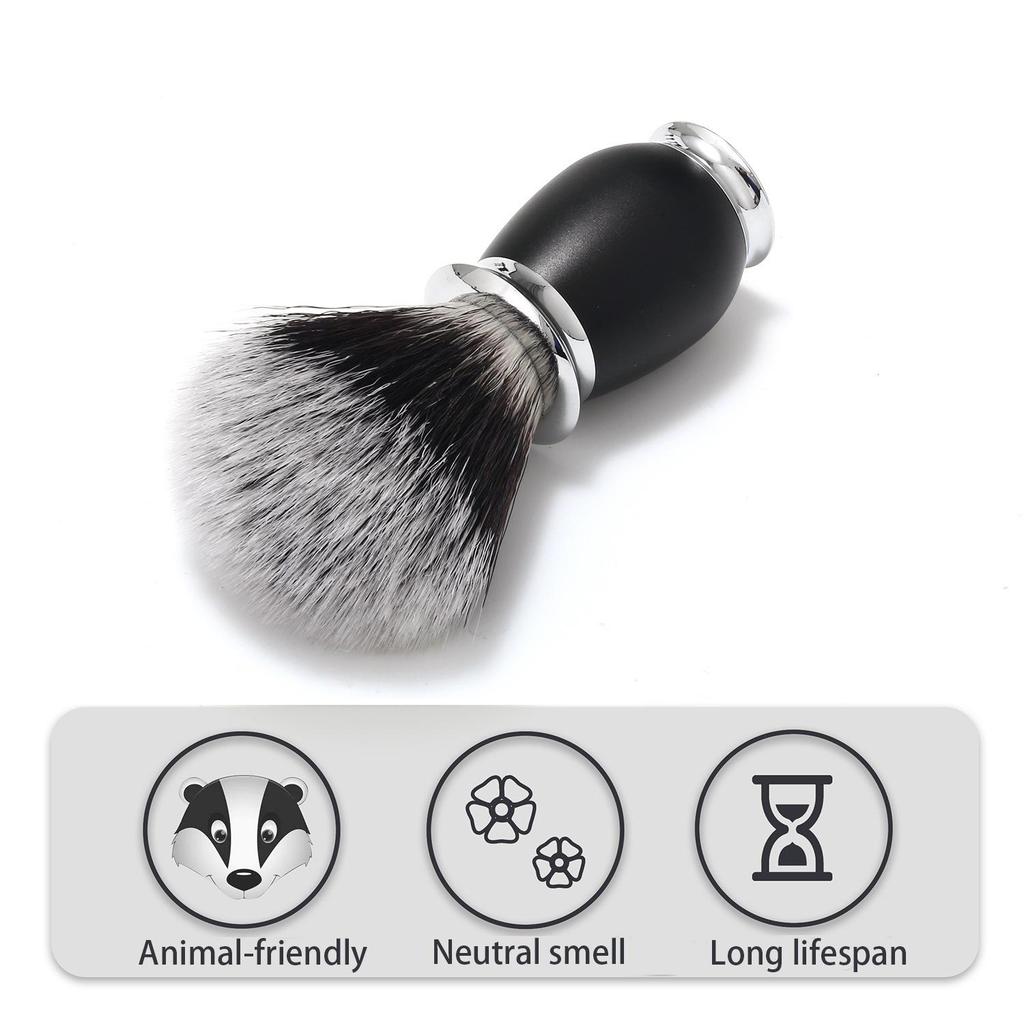 Cross-Border Men's Soft Bristle Beard Shaving Brush - Nylon Foam Face Washing Brush