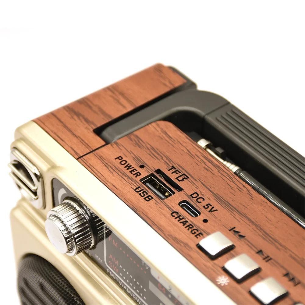 High Quality Retro Portable Radio USB TF AM FM SW Multiband Vintage Home Card Radio Bluetooth Speaker With Light Rechargeable DC