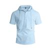 Men's Linen Short Sleeve T-Shirt Beach Casual Hooded Shirt Pure Color Shirt Comfortable Lightweight Breathable Summer Top