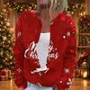 Women's Christmas Print Long Sleeve Knit Cardigan with Button Front
