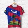 T-shirt con Stampa 3D Motivo Emblema Haiti da Uomo Isole Caraibiche Stampa Bandiera Haitiana T-shirt Casual Girocollo Manica Corta Top
