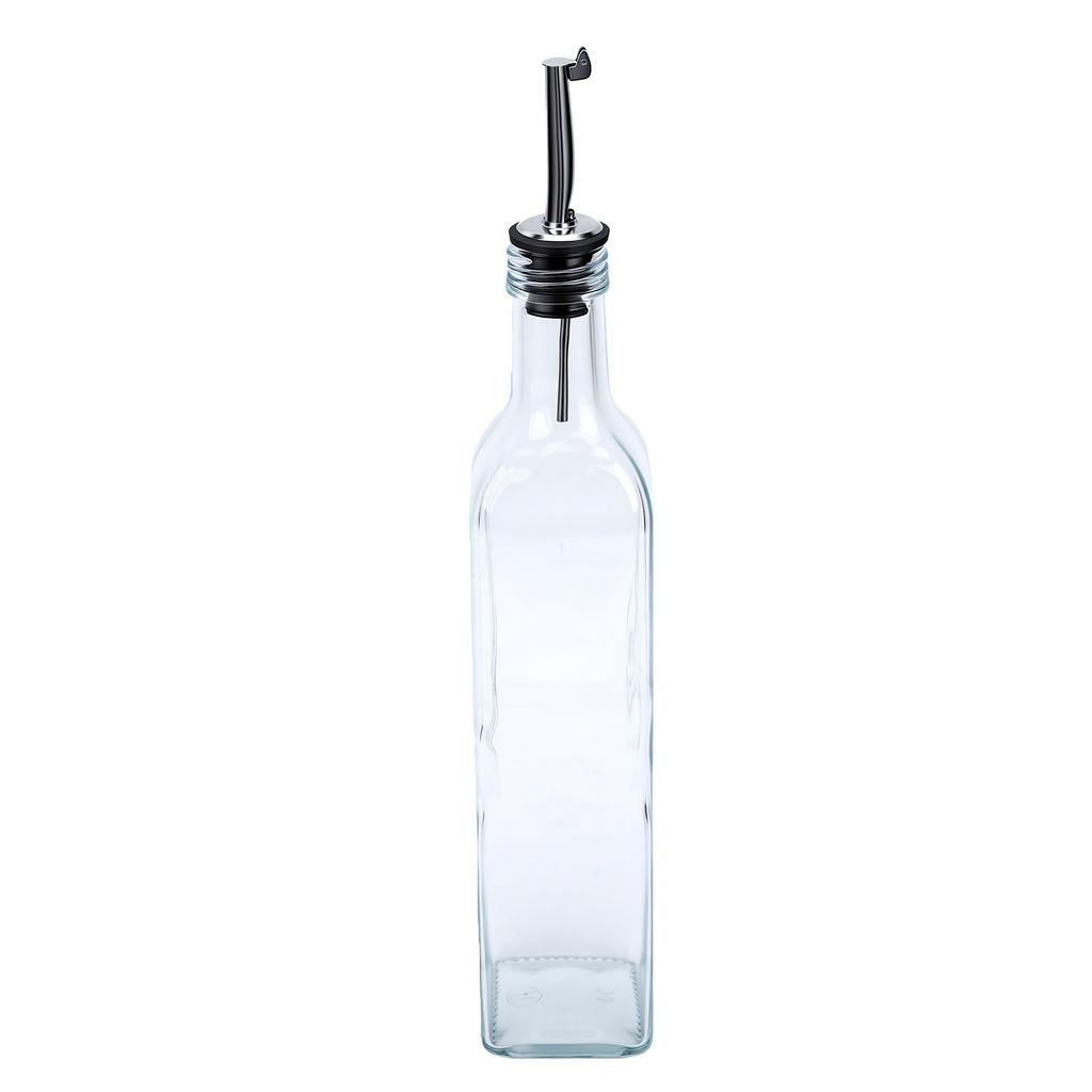 500ml Oil Dispenser Bottle Clear Glass Olive Oil Dispenser Stainless Steel Leakproof Spout Bottle for Kitchen Vinegar