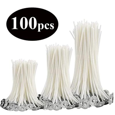 Candle Wicks Pre-Waxed Cotton Core Wicks with Metal Sustainer Tabs DIY Handmade Candle Making Tools