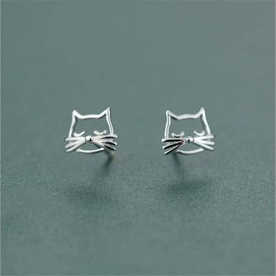 Hot Selling New 925 Sterling Silver Fashionable Personalized Cat Hollow Earrings Exquisite Trendy Student Accessories ED333