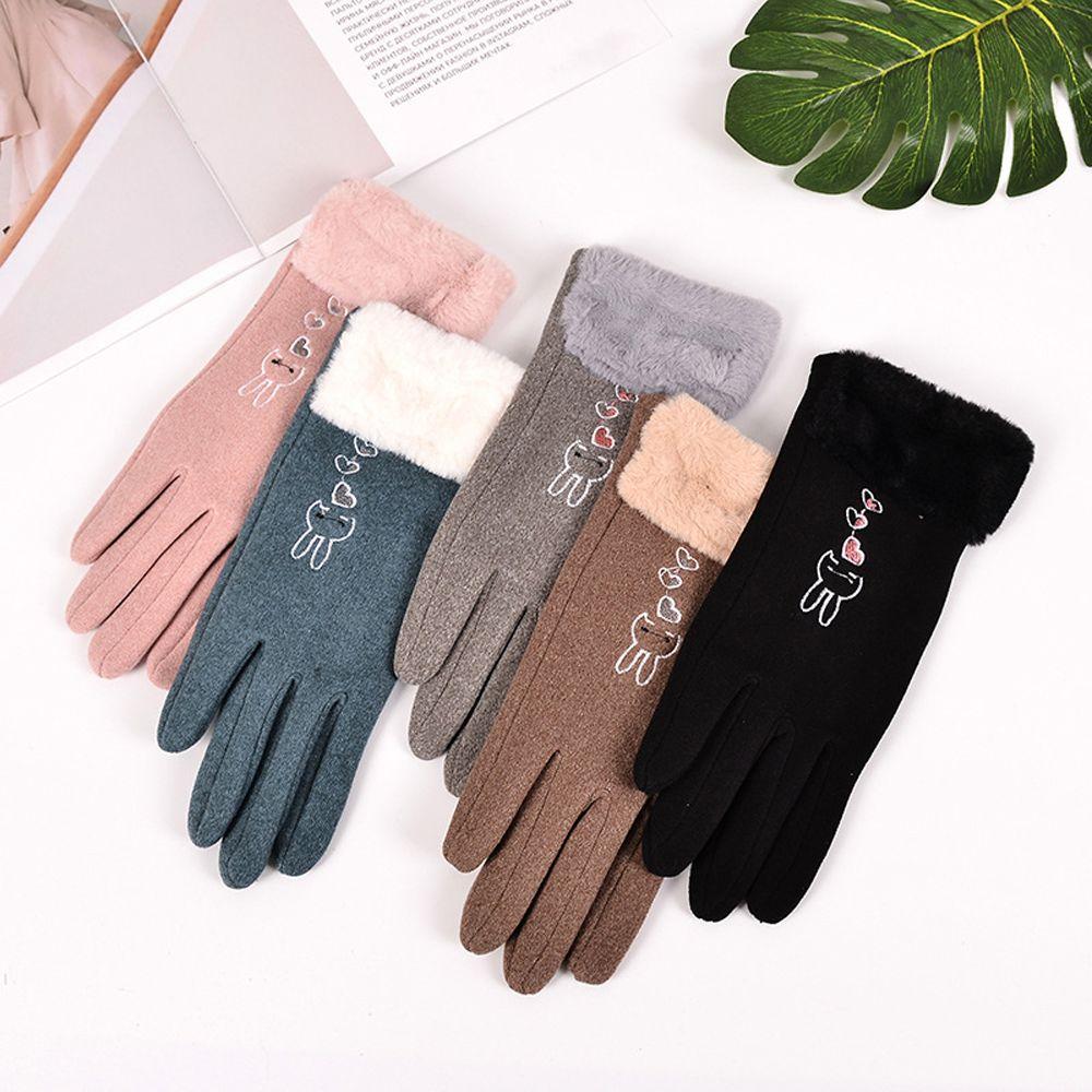 Winter Velvet Thickened Driving Rabbit Gloves  Mittens Women Mittens Plush Gloves