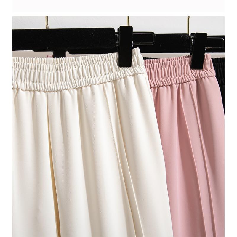 DIMANAF 2026 Summer New Plus Size Women Long Pants Loose Casual Elastic Waist Fashion Lady Bottoms Clothing Solid