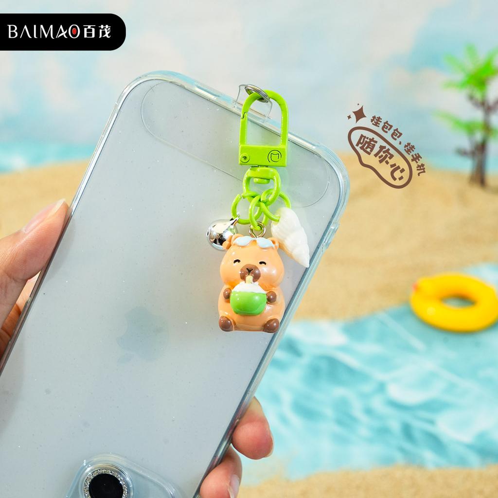 Original Q Cute Capybara Mini Small Nose Ka DIY Keychain Cute Resin Doll Mobile Phone Chain Backpack Pendant