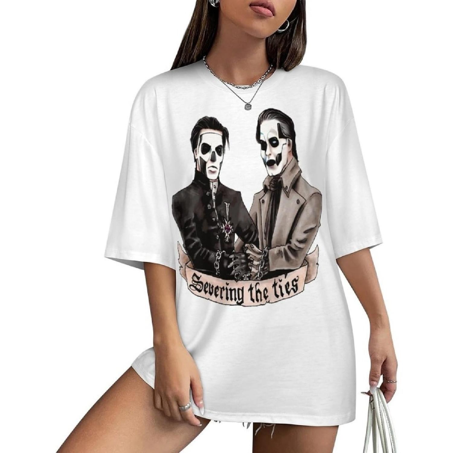 AYANILI Womens&Men s Crew Neck T-Shirt Ghost Moonlight Band Ladies Tops Basic Summer Unisex XXXXXL белый