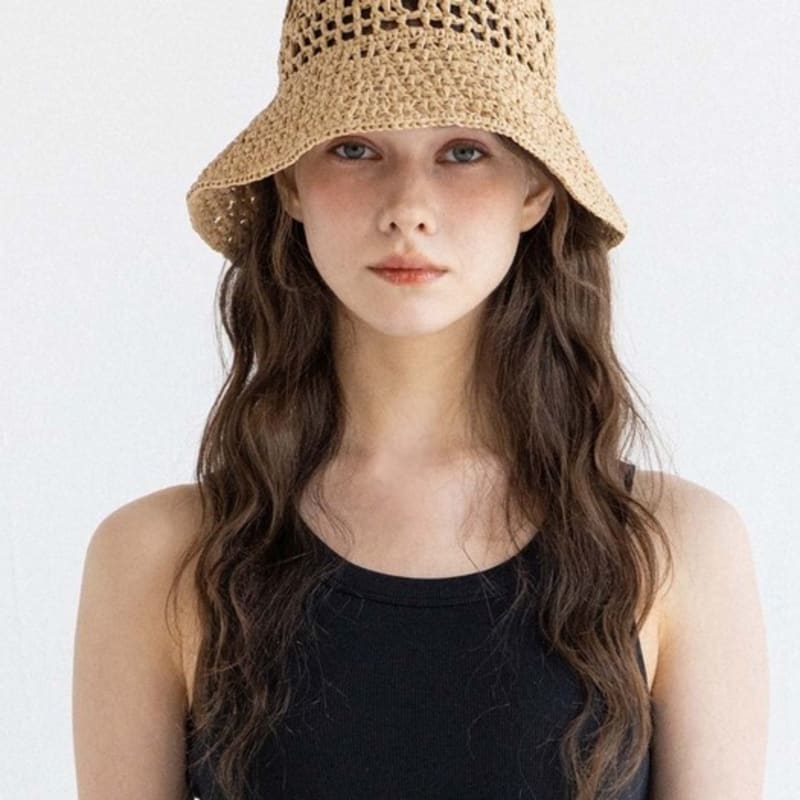 POHIES RAFFIA BUCKET HAT-BEIGE