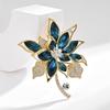Korean Crystal Brooch: Blue Zircon, Gold-Plated Pin, Women's Corsage Accessory