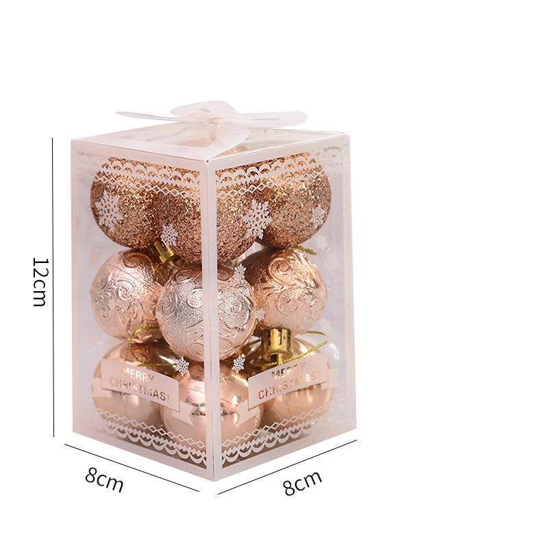 12Pcs Christmas Decorative Balls Gold Red Green Xmas Tree Pendent Home Christmas Party Decoration Bubbles Hanging Ornaments Toy