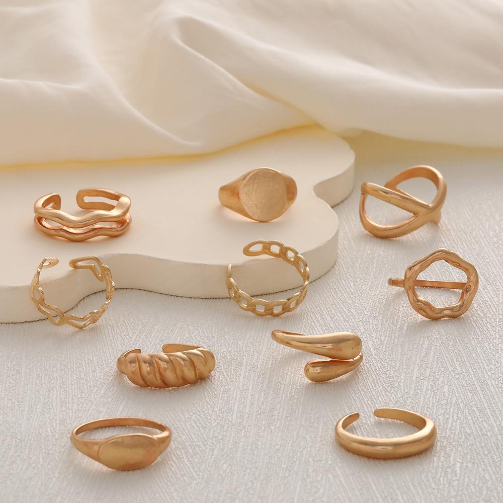 Ins Štýl Twist Dutá Krížová Reťazová Prsteň Punková Zliatina Všestranný Súprava Prsteňov