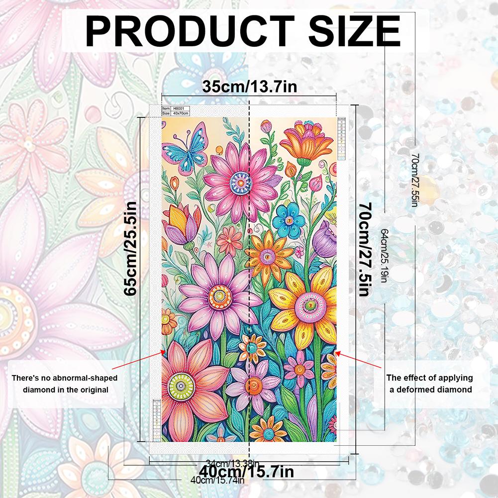 5D DIY Partial Special Shaped Drill Diamond Painting Flower Decoration for Living Room Bedroom Classroom Entrance 40x70cm