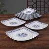 Melamine Blue & White Porcelain Square Plate for Hotels & Restaurants - Stir-Fry, Fast Food, Cold Dishes, Rice Bowl, Commercial Use.